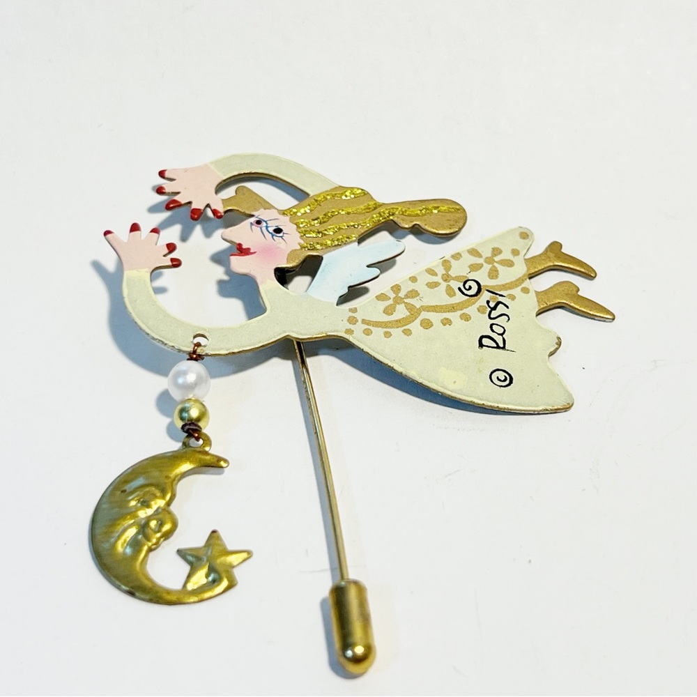 Karen Rossi Flying Fairy Angel Stick Pin Brooch Slight Curve In Stick